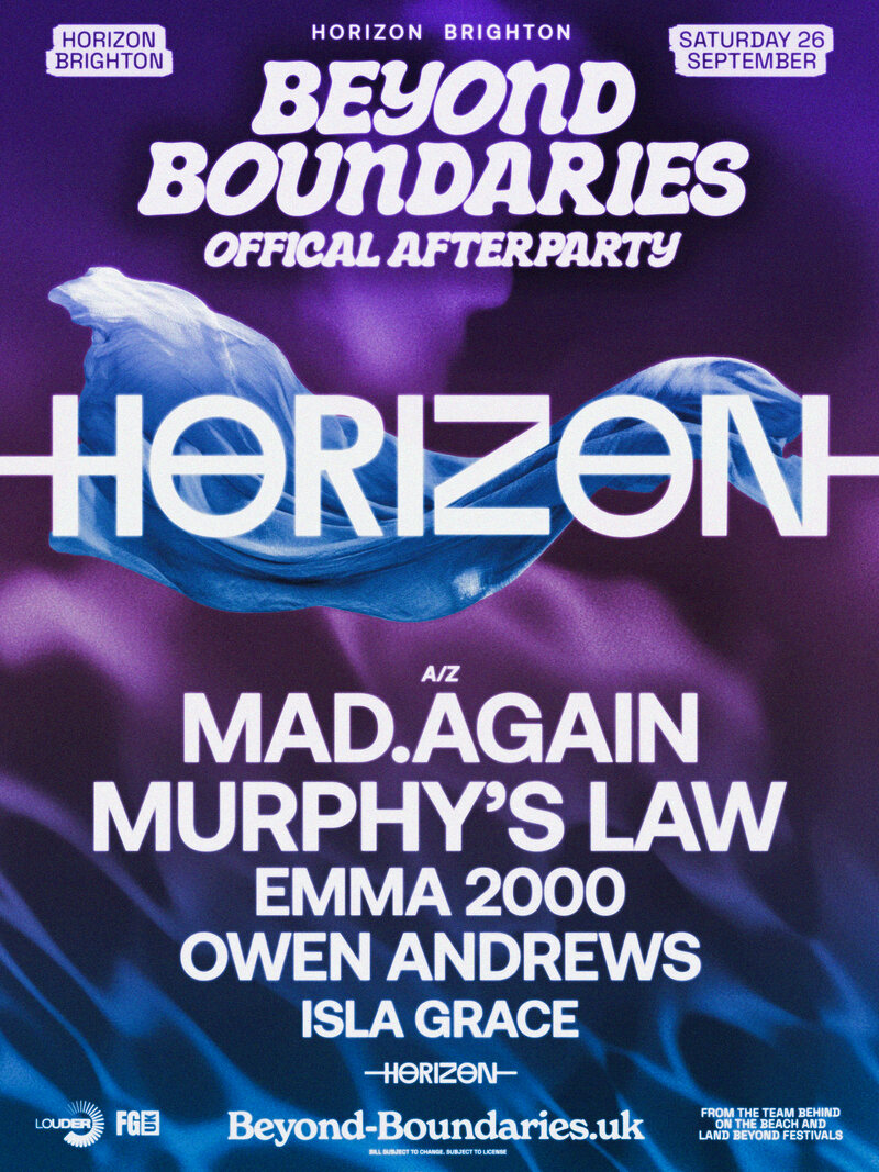 Beyond Boundaries official afterparty poster for Horizon, Brighton